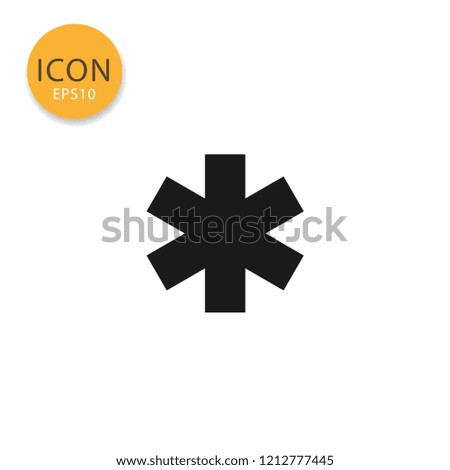 Star of life icon flat style in black color vector illustration on white background.