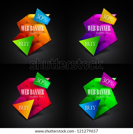 Set of colorful geometrical web boxes