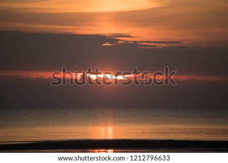 sunset on the sea in the summer season