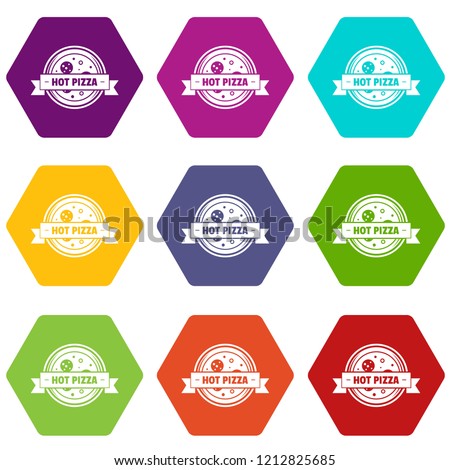 Pizza menu icons 9 set coloful isolated on white for web