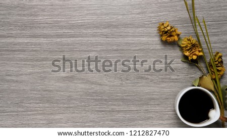 Empty space with coffee and flowers ideal for  company branding marketing  message