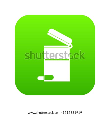 Steel trashcan icon digital green for any design isolated on white vector illustration