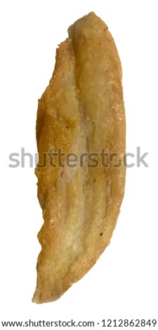 Isolated single fried Pangasius dory fish on white background with clipping path.