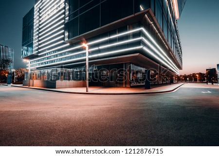 The square platform of urban modern building business office area. Royalty-Free Stock Photo #1212876715