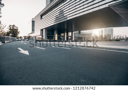 The square platform of urban modern building business office area. Royalty-Free Stock Photo #1212876742