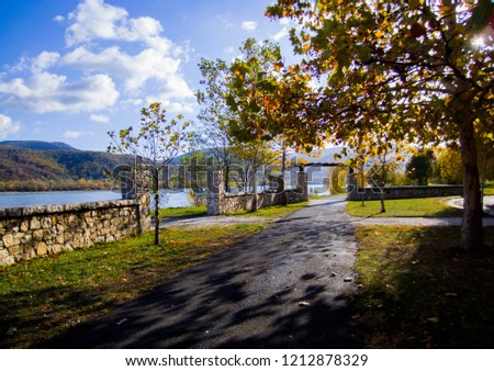 Alley and path on the riverside of the Danube river