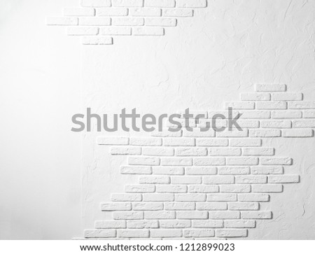 White background. White interior brick wall for design.