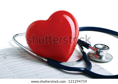 Red heart and a stethoscope Royalty-Free Stock Photo #121294759