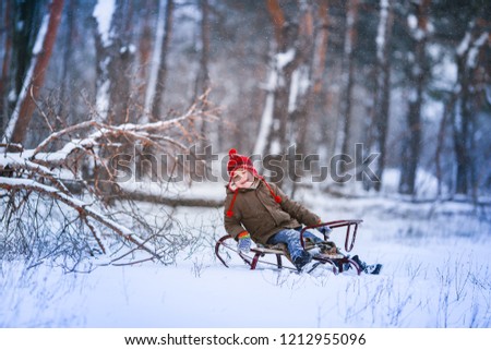 
Preschooler in winter forest