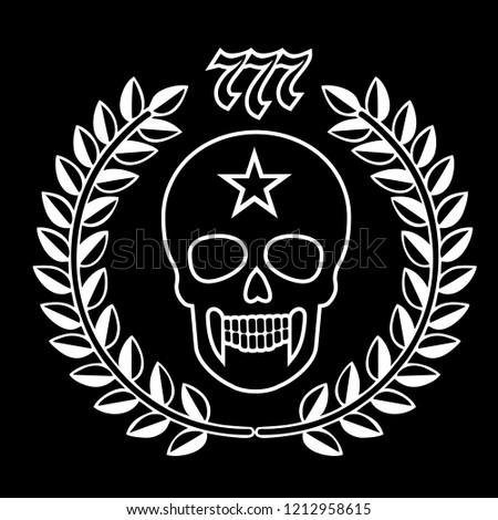 
aggressive emblem with skull and wreath,grunge vintage design t shirts