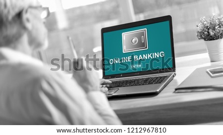 Laptop screen displaying an online banking concept