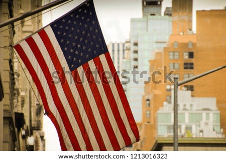 American flag in the streets of Manhattan, New York