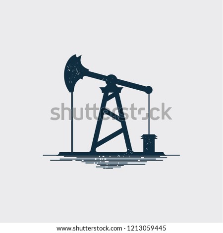 vintage oil pump jack logo icon vector