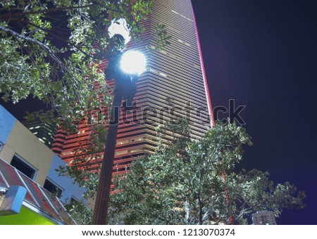 colorful high modern luxury skyscraper in downtown Miami, Florida