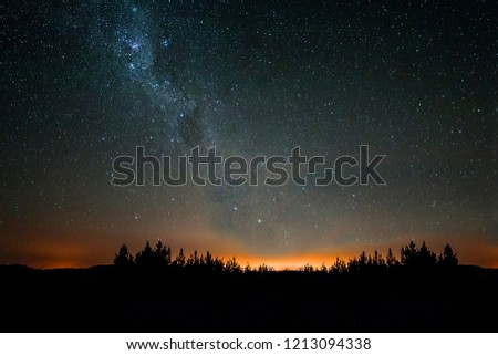 night sky galaxy stars mountains trails