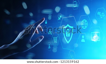 Cyber Protection Data Security Internet Privacy Internet technology concept on virtual screen. Royalty-Free Stock Photo #1213159162