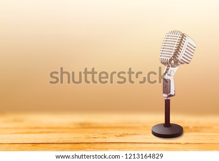 Retro style microphone recorder on desk