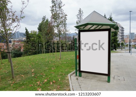 Blank advertisement mock up in a bus stop