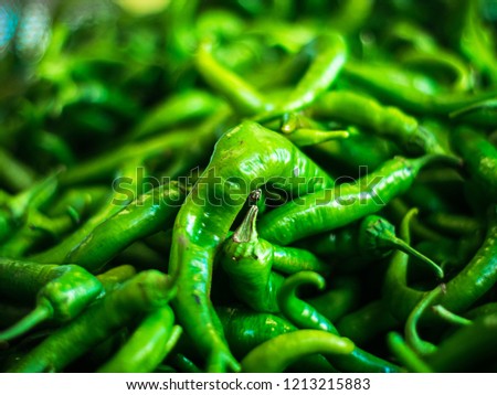 Green pepper on a market