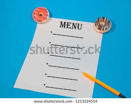 MENU FOR CAFE AND RESTAURANT, FORM OF RECORDS