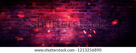 background of empty room, lamps, neon light, smoke, fog, Empty brick wall.

