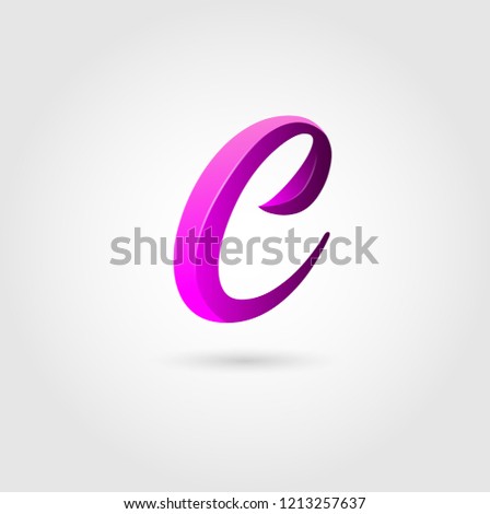 C letter logo. Abstract Glossy Colorful logotype vector design template.