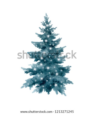 Christmas tree isolated on white background.Watercolor illustration.