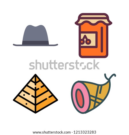 traditional icon set. vector set about hebrew, jam, hat and ham icons set.