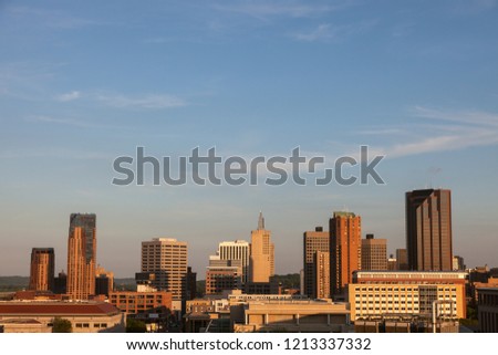 Panorama of St. Paul at sunset. St. Paul, Minnesota, USA.