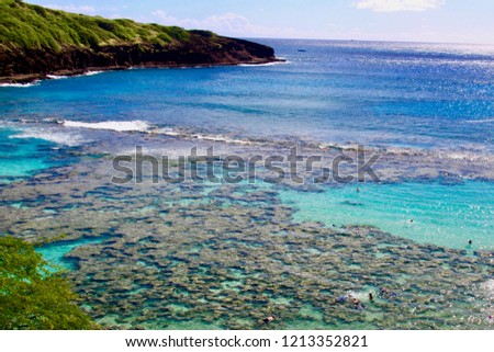 View of Hanauma Bay, Oahu, Hawaii Royalty-Free Stock Photo #1213352821