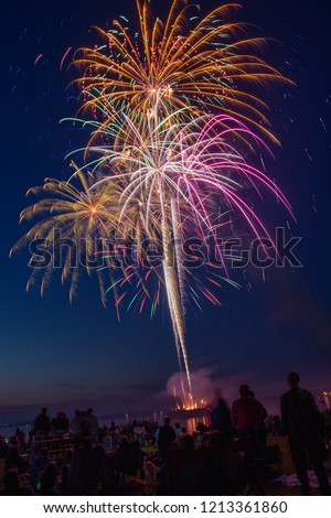 Fireworks for 4th of July in Superior, Wisconsin on the Shores of Lake Superior