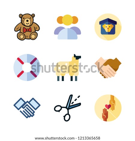friendship icon set. vector set about charity, sheep, help and group icons set.