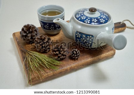 Green tea(Korean Traditional tea set)                              Royalty-Free Stock Photo #1213390081