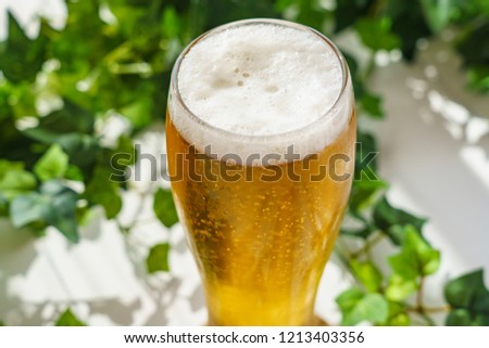 Beer poured into a glass