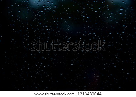 Drop water in glass on dark or black background