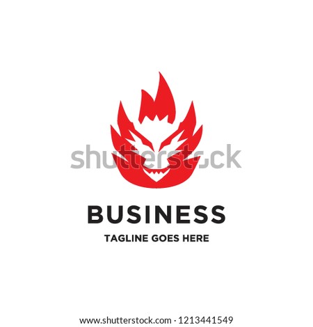 dragon on flame logo icon vector