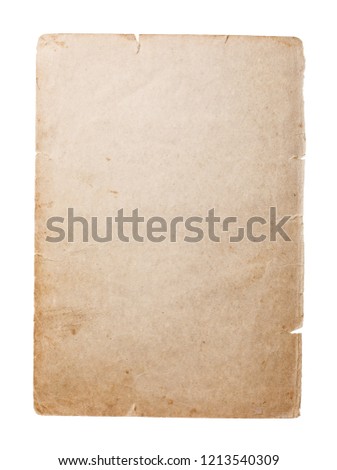Old empty page of the book which has turned yellow over time, isolated Royalty-Free Stock Photo #1213540309