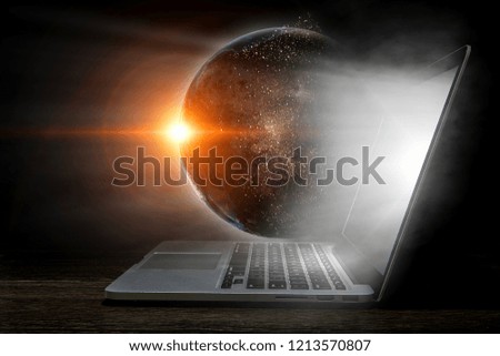 Opened laptop device