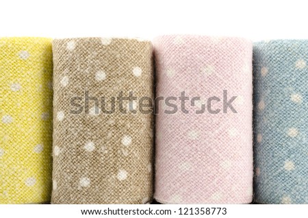 Colorful fabrics on white background
