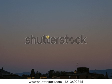 Moonrise over the city of Lausanne, Switzerland