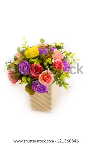 bouquet of spring flowers decoration vintage style on white background