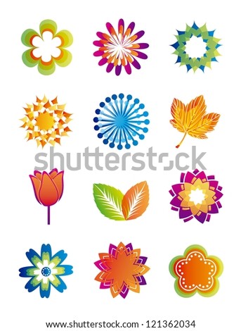 colorful flowers icons over white background. vector illustration