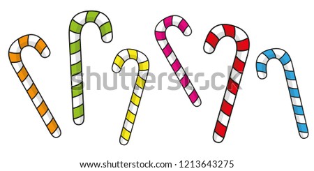 set of colorful christmas candy canes vector illustration EPS10