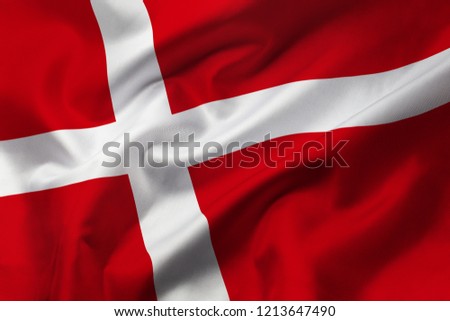 Satin texture of curved flag of Denmark
