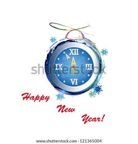 New Years clock on a white background.Vector