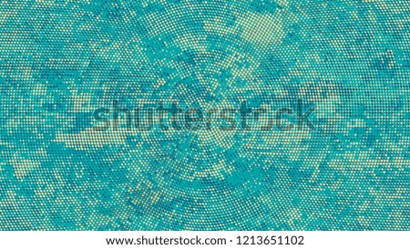 Halftone Grunge Vector Pop Art Texture. Vintage Dirty Dotted Pattern. Scatter Style Texture. Turquoise and Beige Noise Fashion Print Design Background.