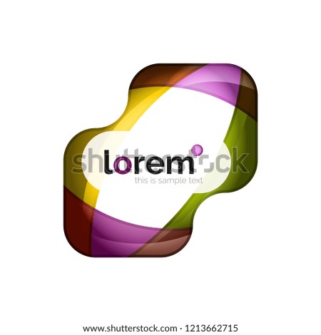 Abstract geometric logo created with overlapping smooth shapes, vector business icon