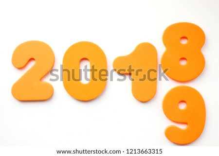new 2019 year numbers on white background