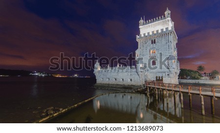 belem tower by night