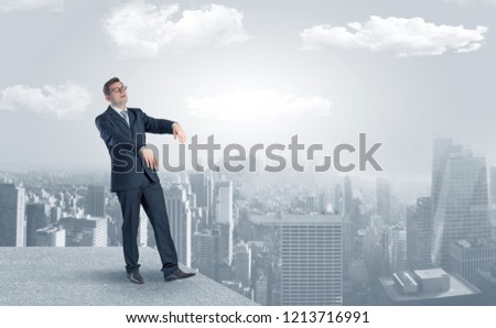 Zombi elegant businessman on the top of the city